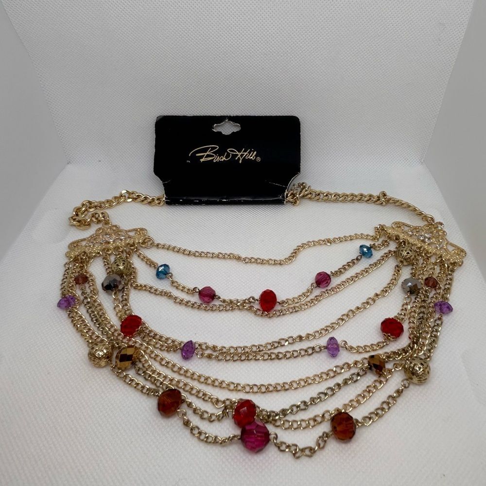 Gold Multicolor Layered Necklace 1E